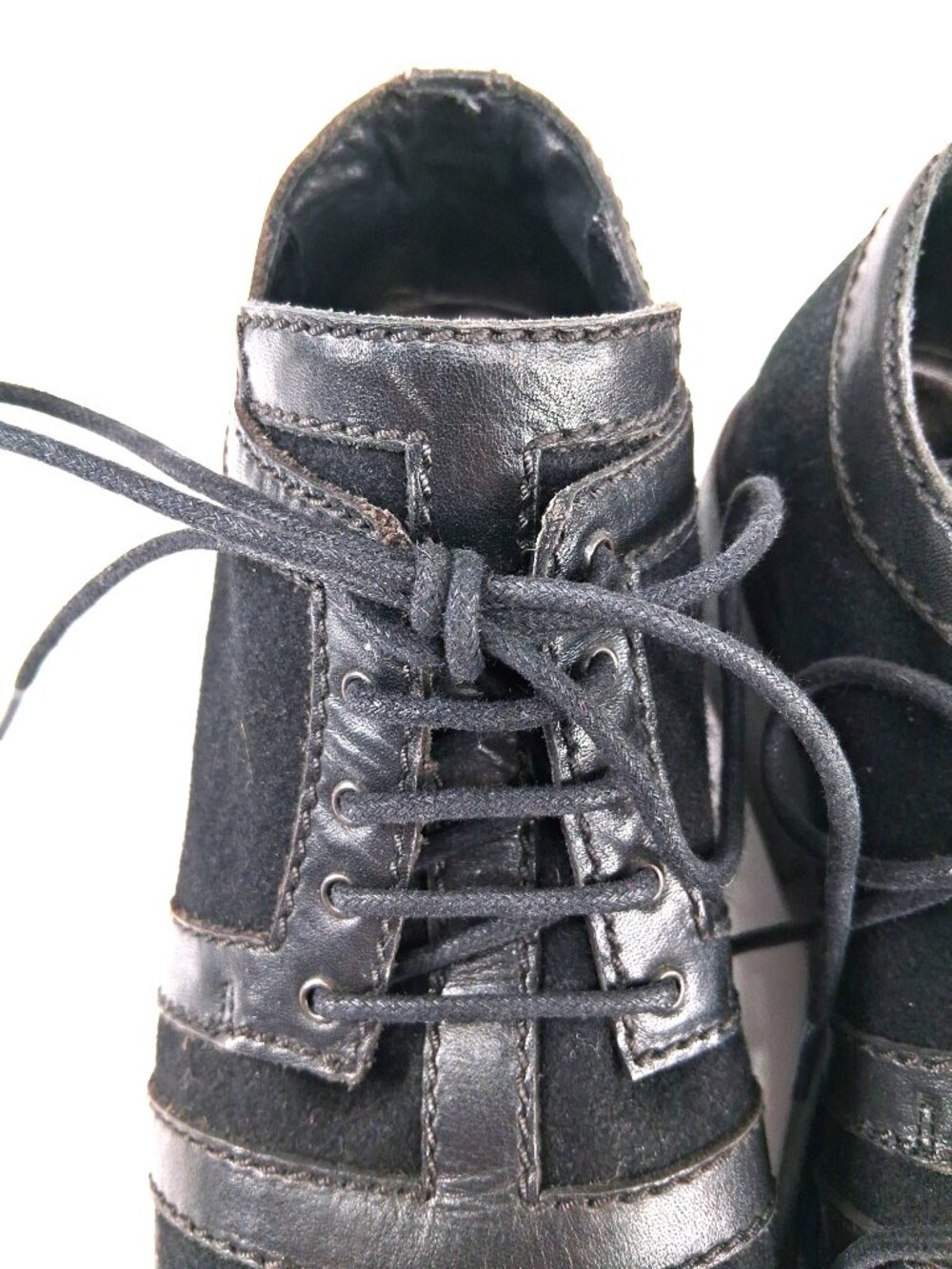Dirk Bikkembergs Leather Wool Chunky Derby Shoes Black Lace Up Italy Women’s 7 - Picture 4 of 11